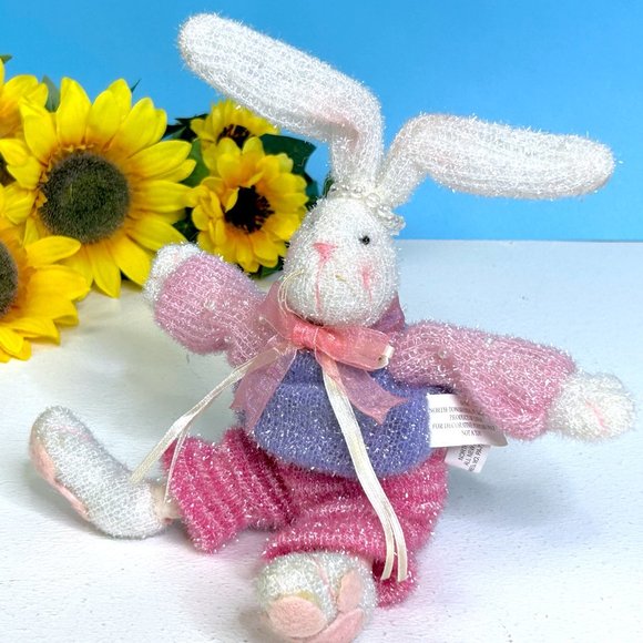 Ganz Easter Bunny Rabbit‎ 7" Fuzzy Plush Stuffed Animal Toy or Decoration - Picture 3 of 6